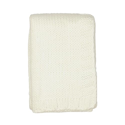 Miniatura 1 de Kimberly Grant - Manta de punto trenzado de gran calibre color marfil