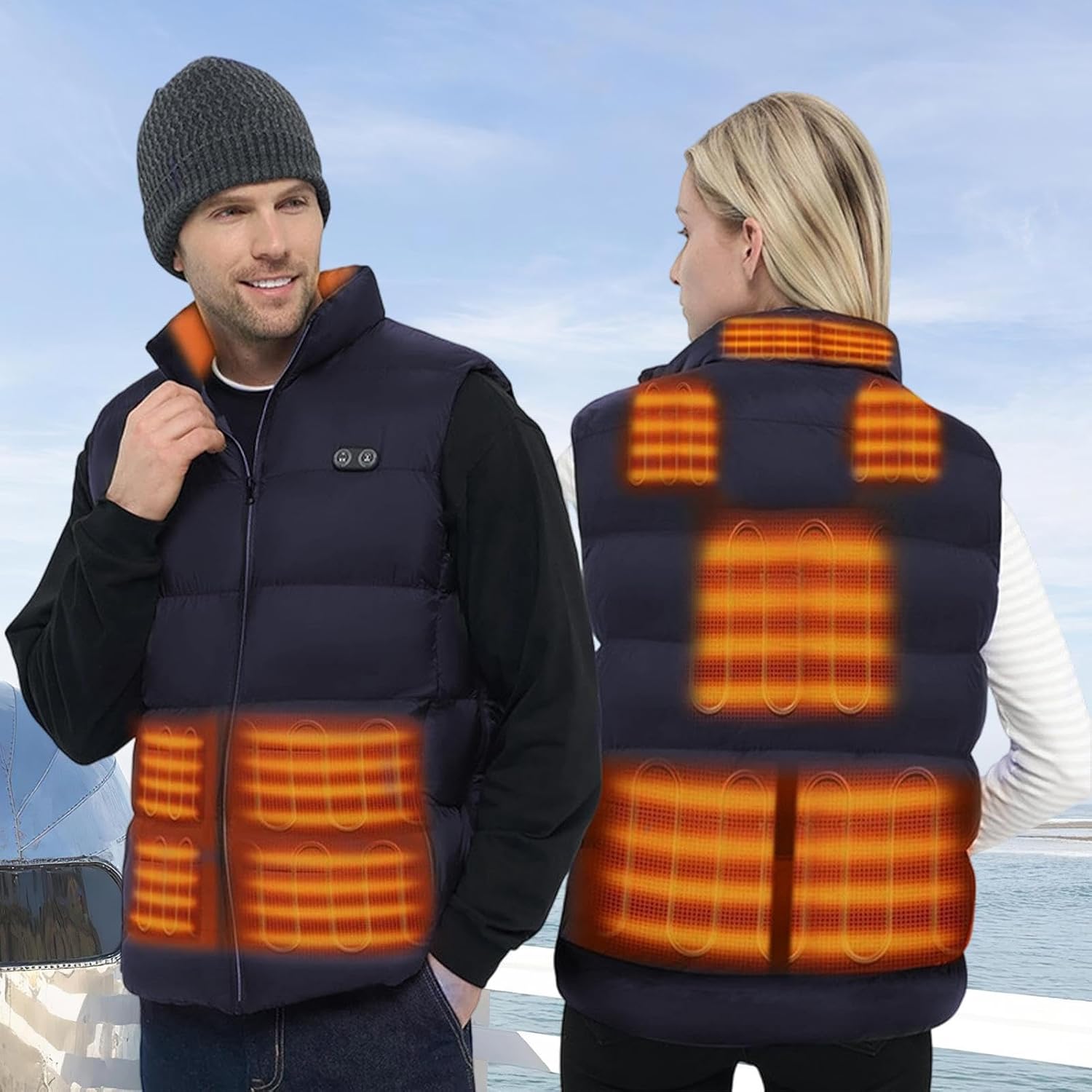 Heated Vest for Women | 11 Heating Zones | Unisex Smart USB Heated Coat Warm Sleeveless Jacket | Daily Wear Blue