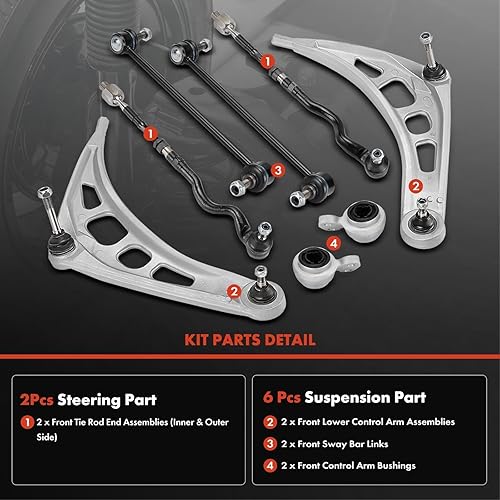 Miniatura 3 de A-Premium Kit de suspensión delantera, brazo de control inferior y buje, barra estabilizadora, extremo de barra de acoplamiento exterior interior,