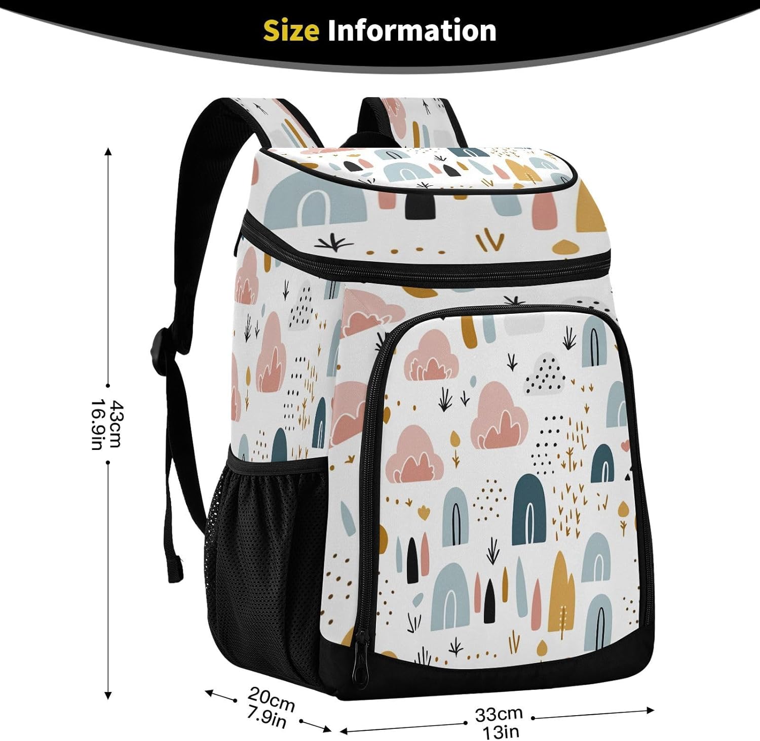 The Rainbows Cooler Backpack 36 Cans Leakproof Waterproof Backpack Cooler Bag Beach Accessories Travel Camping Fishing Backpack for Women Men