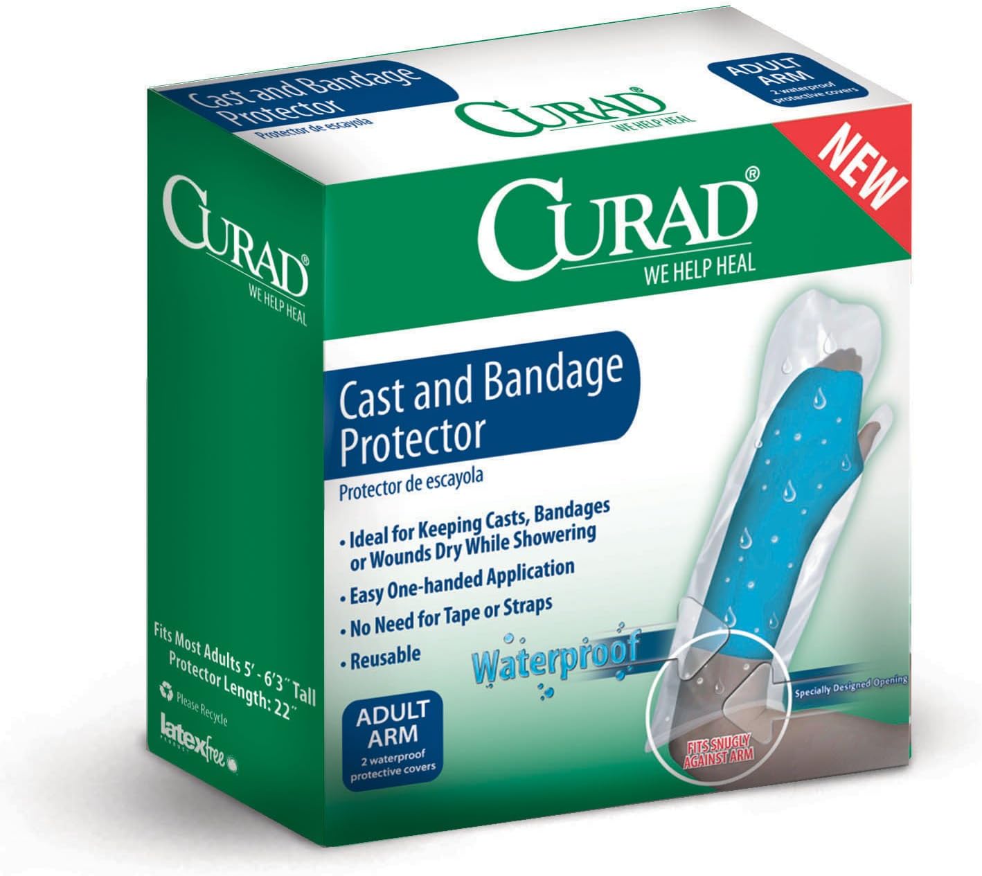 Cast and Bandage Protector, Adult Arm, Waterproof, 2 Count