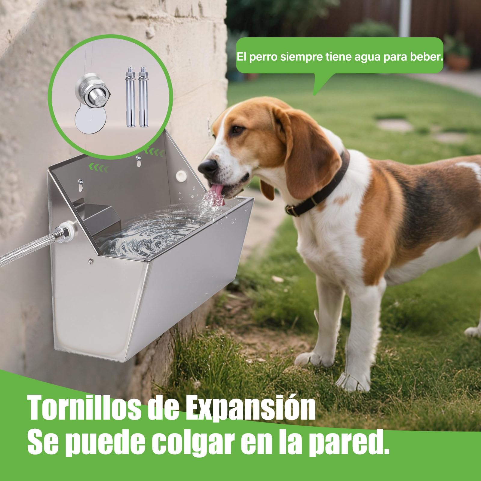8 litros AutomáTico De Agua para Perros Al Aire Libre para Mascotas Waterer Cuenco De Agua Inoxidable para Perros Grandes Cuenco De Agua De Acero Inoxidable para Ganado(Llenado AutomáTico)