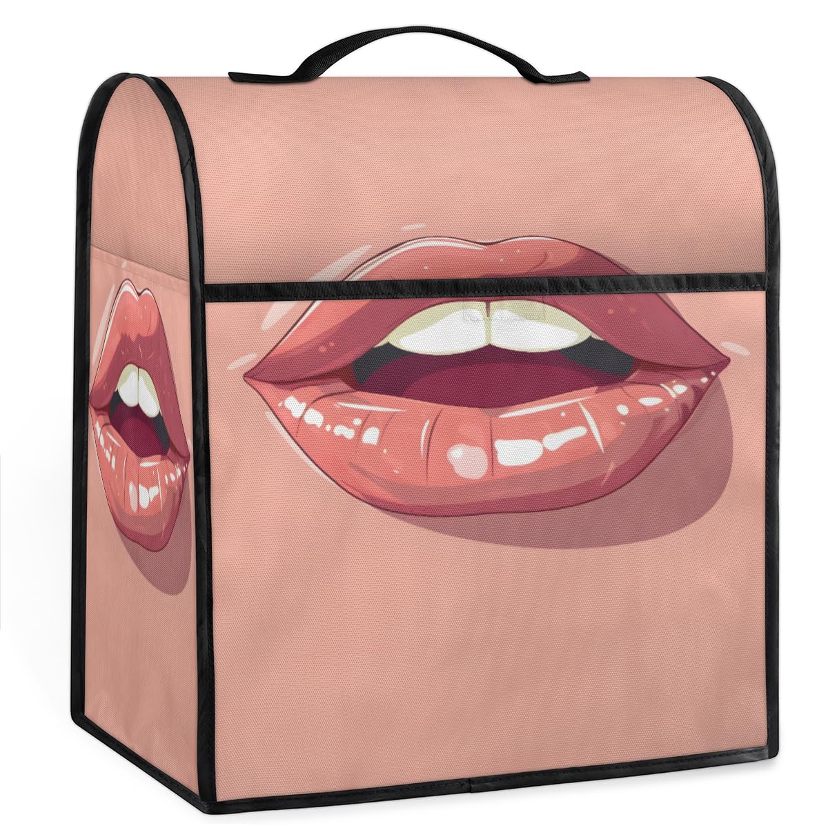 Coffee Maker Cover Cute Lips Pink Kitchen Appliance Covers Small Appliance Covers Blender Cover Juicer Cover Dust Covers for Kitchen Appliances with Top Handle and Pockets,Washable,B513