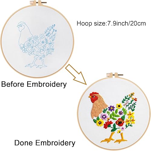 Miniatura 17 de Louise Maelys Kits de bordado cardenal para principiantes con patrón de flor de pájaro, kit de punto de cruz para adultos, kit de punto de cruz