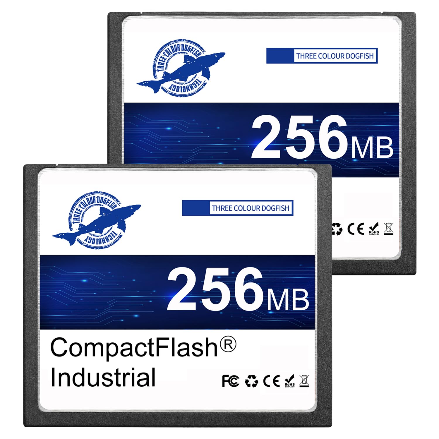Dogfish 2Pack 256MB Compact Flash Card Scheda di Memoria Industriale CF Tipo I ad Alte Prestazioni FAT16 per Apparecchiature Industriali e Fotocamere Digitali Vintage