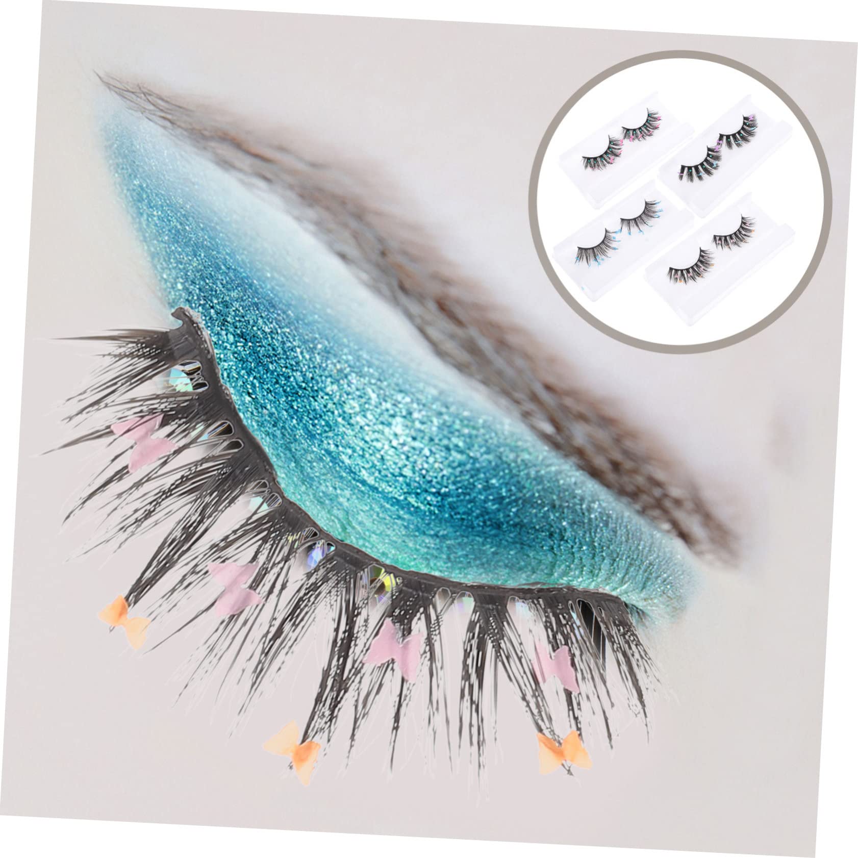 Healeved 8pares Glitter Eyelashes with Butterflies Sequins for Parties and Festivals Dramatic False Lashes