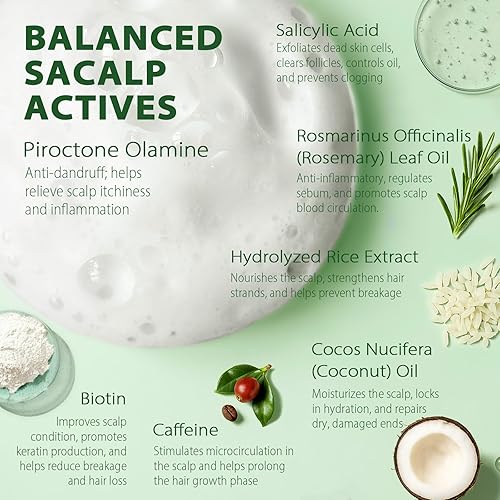 Miniatura 4 de Juego de champú para foliculitis y psoriasis del cuero cabelludo y crema de árbol de té para dermatitis seborreica, caspa, tiña e irritación