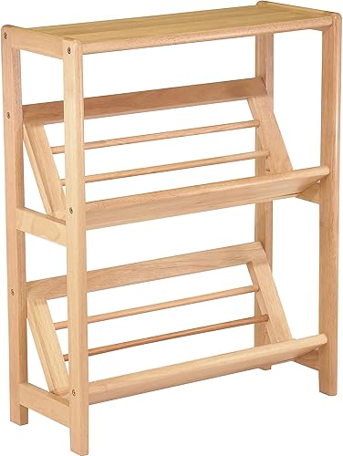 Winsome Mission Beech Wood 4-Tier Bookshelf with Slanted Shelf, Natural