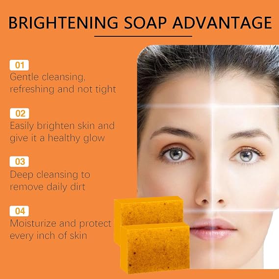Turmeric Glow Soap - Turmeric Soap for Skin Brig_htening - Natural Tumeric Soap for Body & Face - Handmade Turmeric Soap Bar - Tumeric Soap for Dark Spots, Smooth Skin (200g (Pack of 2))