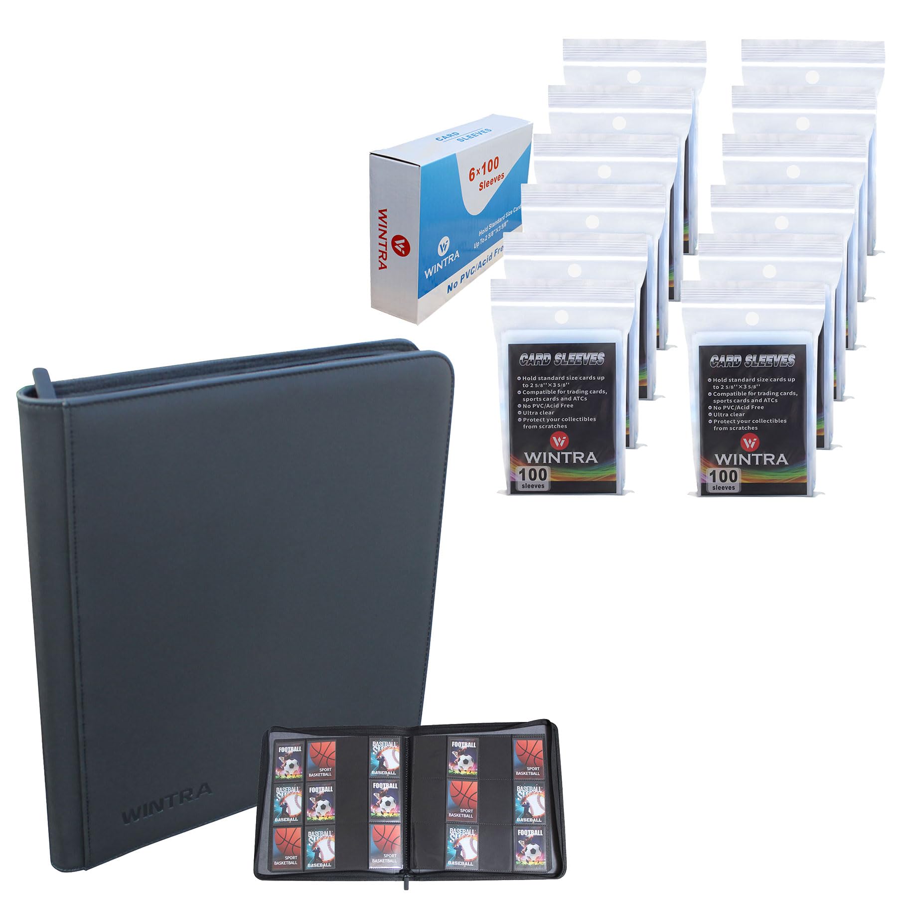Amazon.com: 1200 Count High Clear Penny Card Sleeves Bundle with 12-Pocket  Side-Loading Black Trading Card Binder for 480 Cards : Toys & Games
