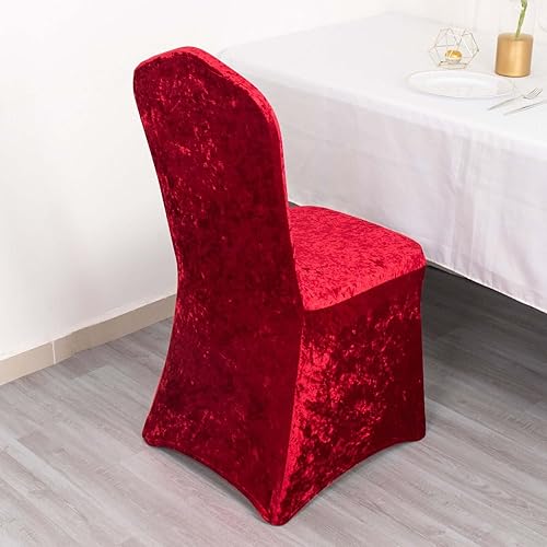 Miniatura 5 de Efavormart - Funda elástica para silla de banquete de terciopelo triturado rojo y elastano con bolsillos para los pies, funda para silla de boda,