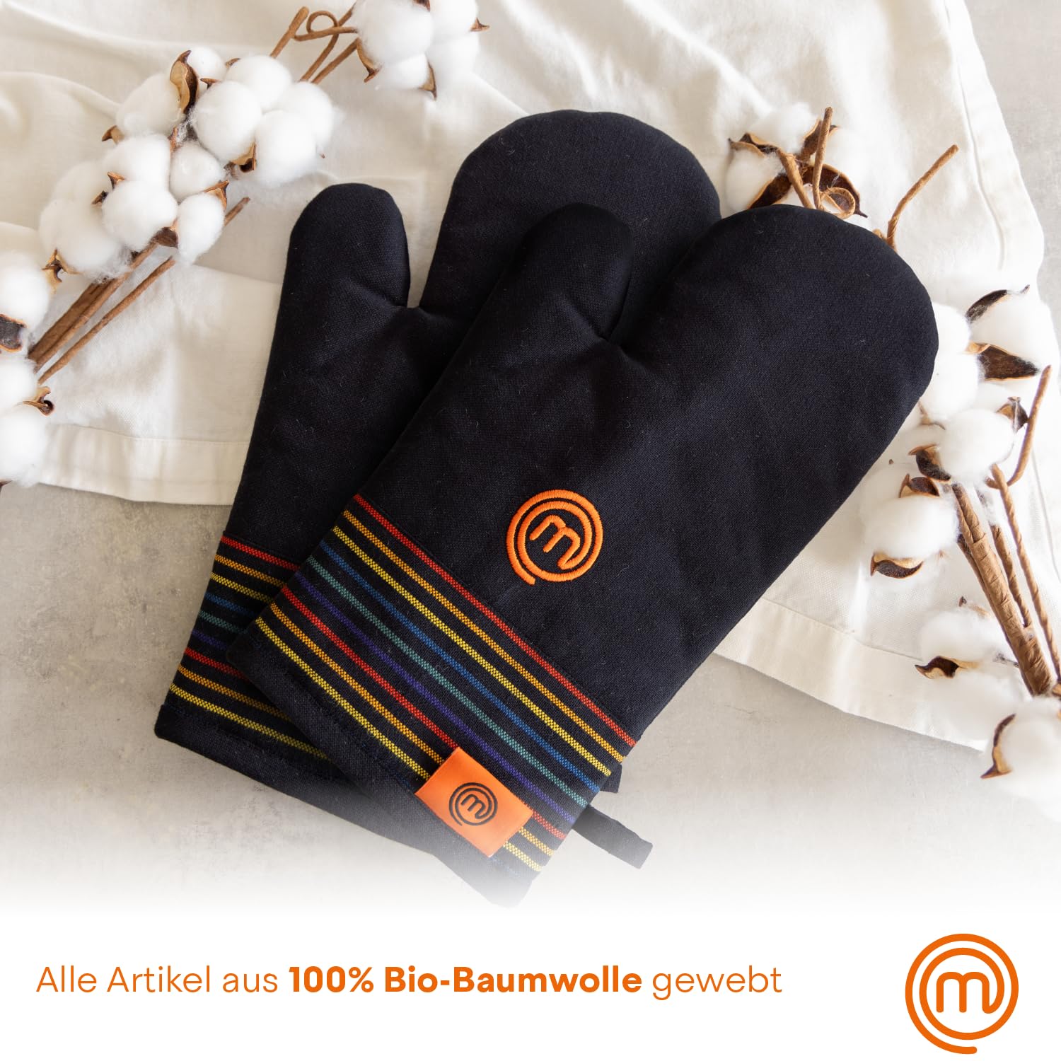 Kochhandschuhe Schwarz Doppel-Ofenhandschuhe Aus Baumwolle - Dick Gepolstert, Navy, Bis 30°C Waschbar, Für Küche & BBQ Koch Kittel