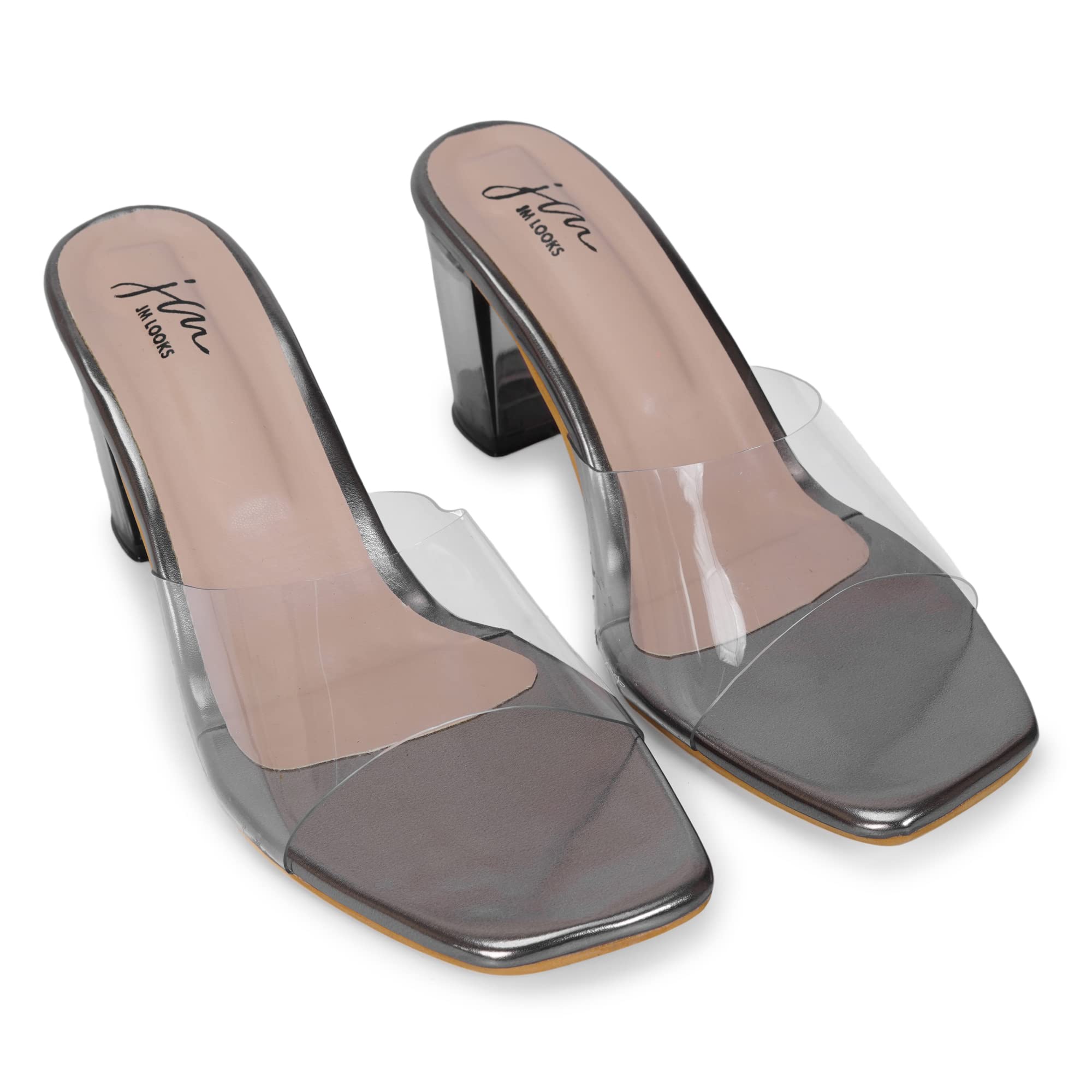 JM LOOKS Stylish Transparent Block Heels For Womens & Girls (B0BFLVVXZB) Amazon Price History, Amazon Price Tracker