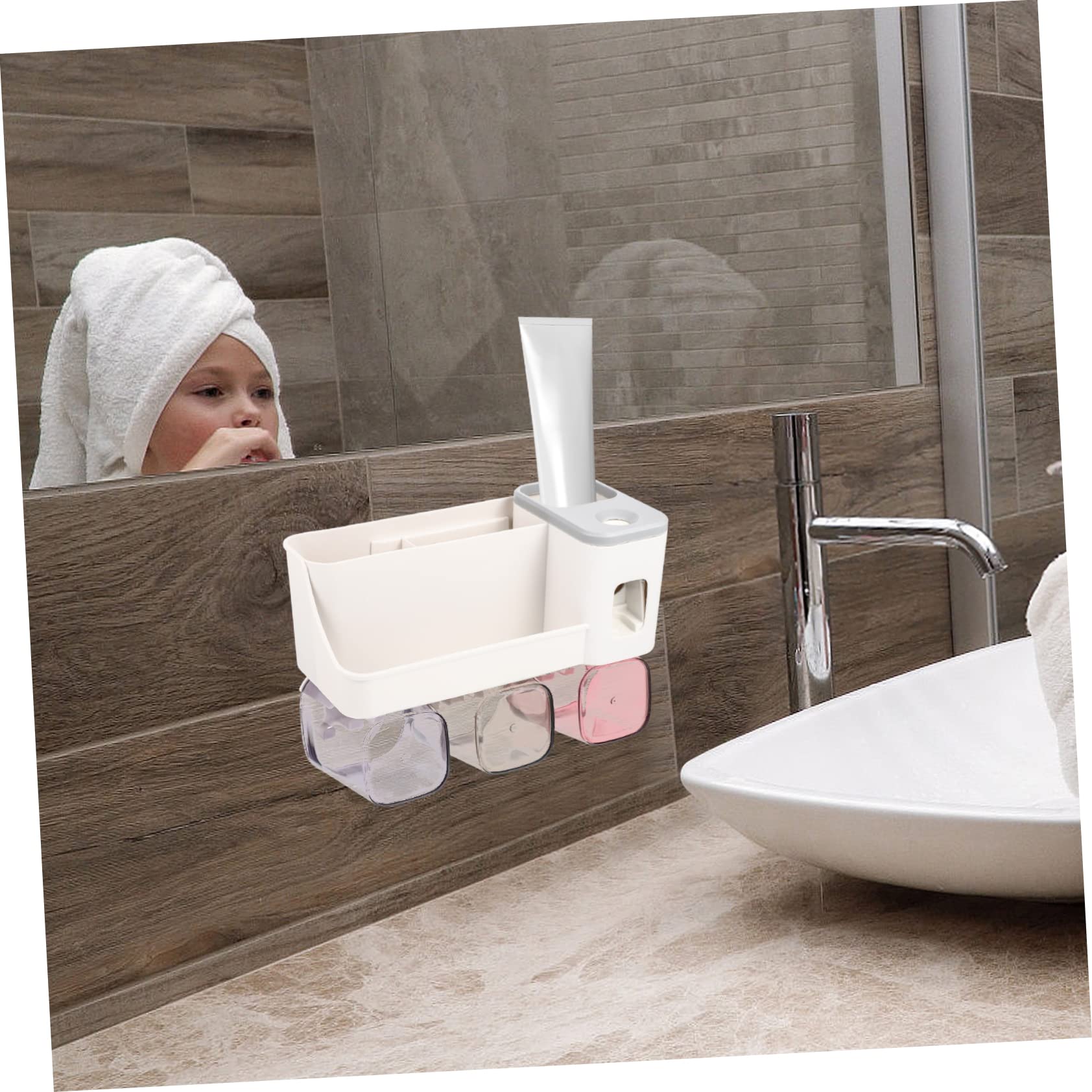 Soporte de Pared para Cepillos de Dientes y Portavasos