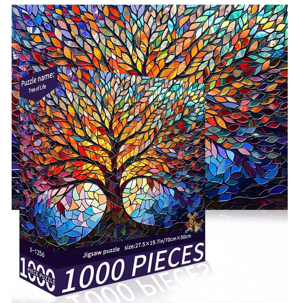 1000 Piece Jigsaw Puzzles for Adults,Tree of Life Jigsaw Puzzle Board,Challenging Game Jigsaw Puzzles for Adults Family Decoration Puzzle Gifts and Wall Decor- 27.56 X 19.69 Inch