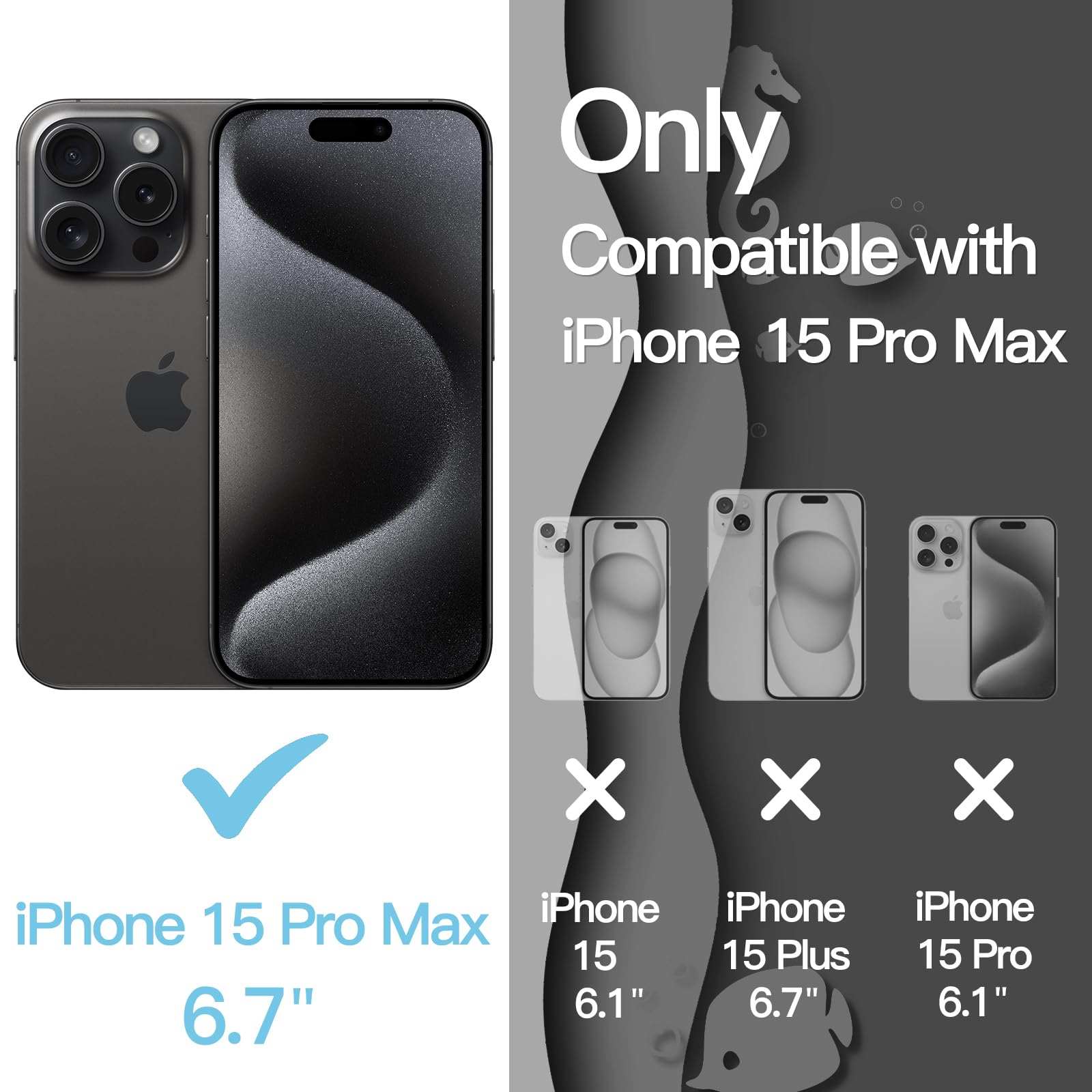JETech Cover Carina per iPhone 15 Pro Max 6,7 Pollici, Cornice Ondulata Forma Riccia Antiurto Cellulare Custodia per Donne e Ragazze, Trasparente Rigido PC Retro (Blu