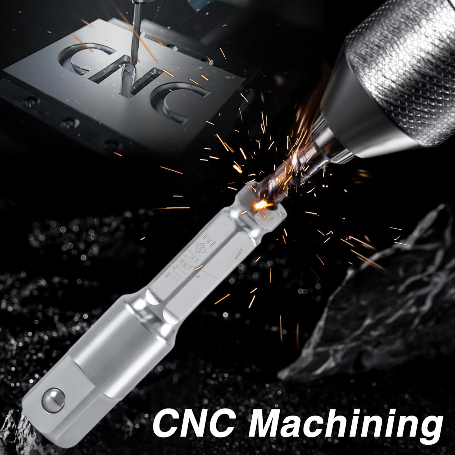 EVRBUL Upgraded Stainless Steel 1/2" Square Ext 7/16" Hex Impact Grade Adapter Square Socket Adapter Drill Bit Compatible with 7/16" Impact Drill 1/2" Electric Drill