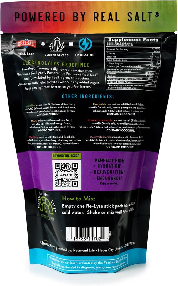 REDMOND Re-Lyte Hydration Electrolyte Mix, Variety Pack, 30 Stick Packs