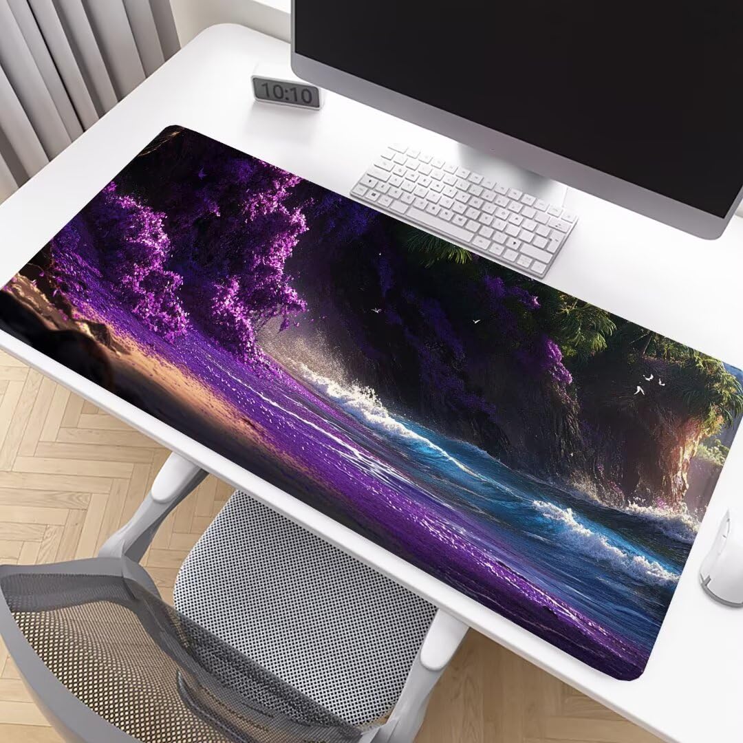 Tapis de Souris de Jeu rose Tapis de Souris XXl 1000x500x3mm Fleurs Tapis Souris Gaming Grand, Avec Bords Surpiqués et Base en Caoutchouc AntidéRapant Surface, AméLiore La PréCision et La Vitesse D273