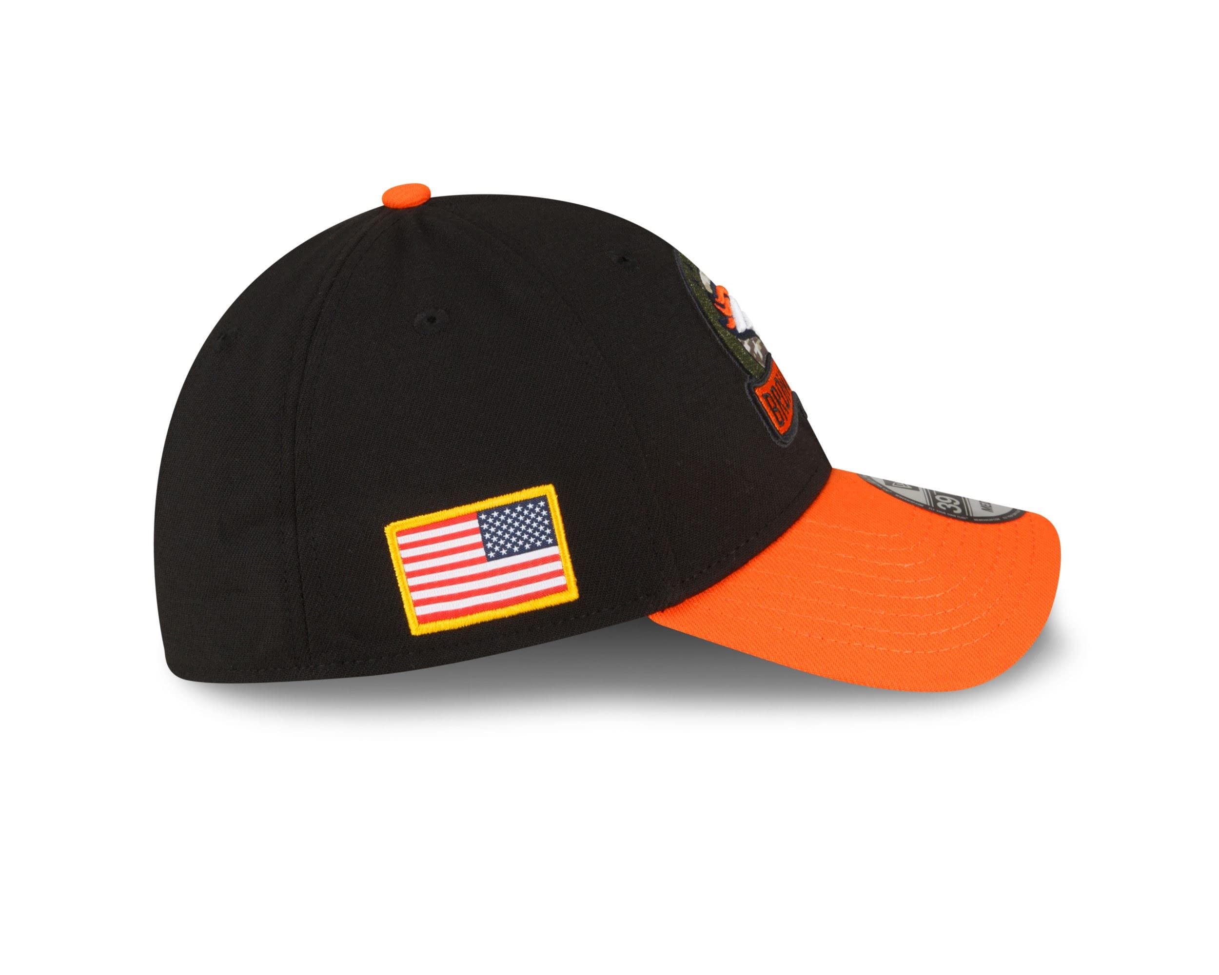 New Era Denver Broncos NFL Salute to Service 2022 Black Orange 39Thirty Stretch Cap - M - L