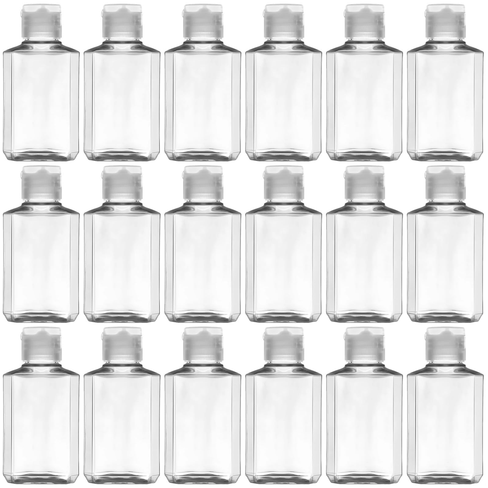 60 bottiglie vuote per disinfettante per le mani, ottagonali da 60 ml, in plastica, a prova di perdite e trasparenti, ideali per casa, viaggi e ufficio