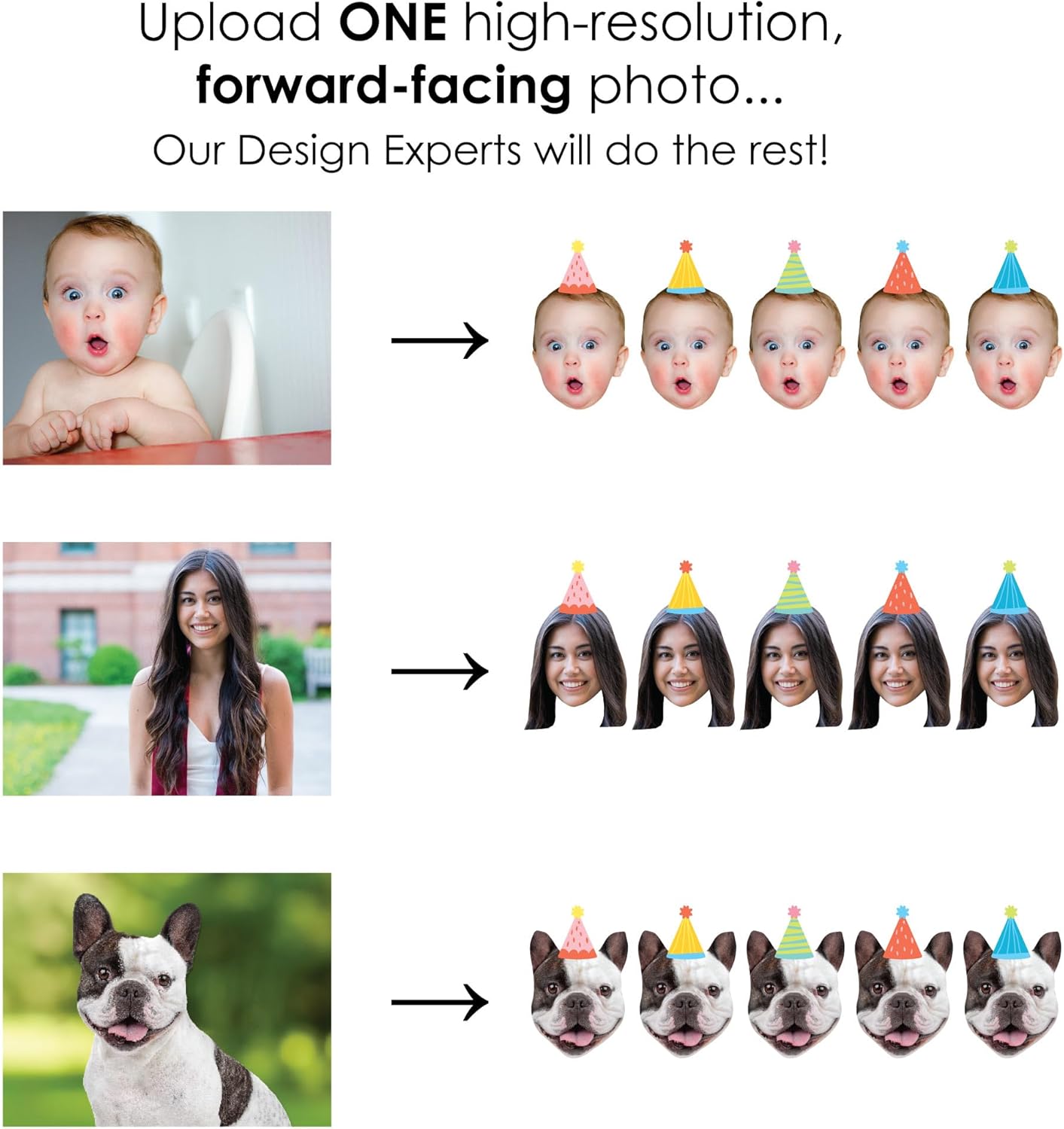 Big Dot of Happiness Custom Photo Party Time - Fun Face Lawn Decorations - Happy Birthday Party Outdoor Yard Signs - 10 Piece
