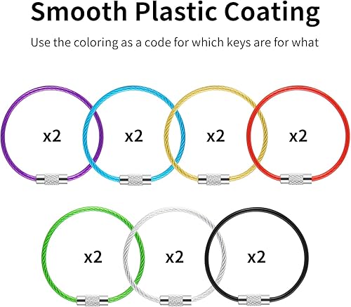 Miniatura 5 de Cuttte 14 llaveros 47 pulgadas de alambre de acero inoxidable para llaveros 0079in de alambre de acero inoxidable roscado resistente para equipaje