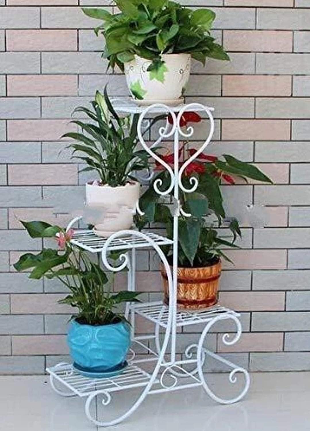 HOUSE PLANT - Crafts Wrought Iron Metal Plant Stand Flower Pot Stand for Balcony Living Room Outdoor Indoor Plants, Plant Holder Home and Decor (4-Teir White) (B0CBXQ9191) Amazon Price History, Amazon Price Tracker