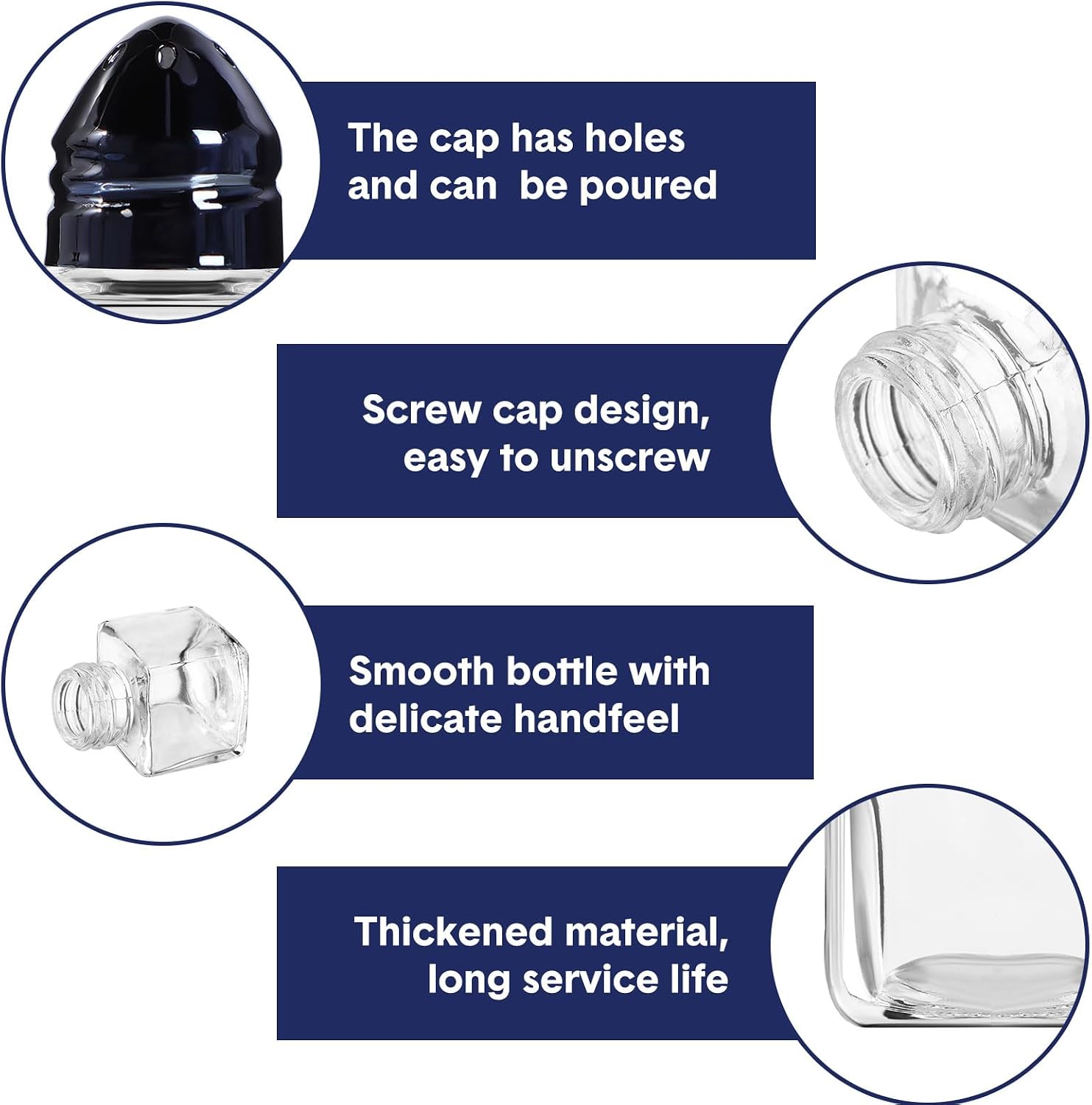 Zopeal 50 Set Mini Salt and Pepper Shakers Small Bulk Clear Individual Seasonings Tiny Spice Shakers for Kitchen Wedding Picnic, 2 Styles(Black Lids)