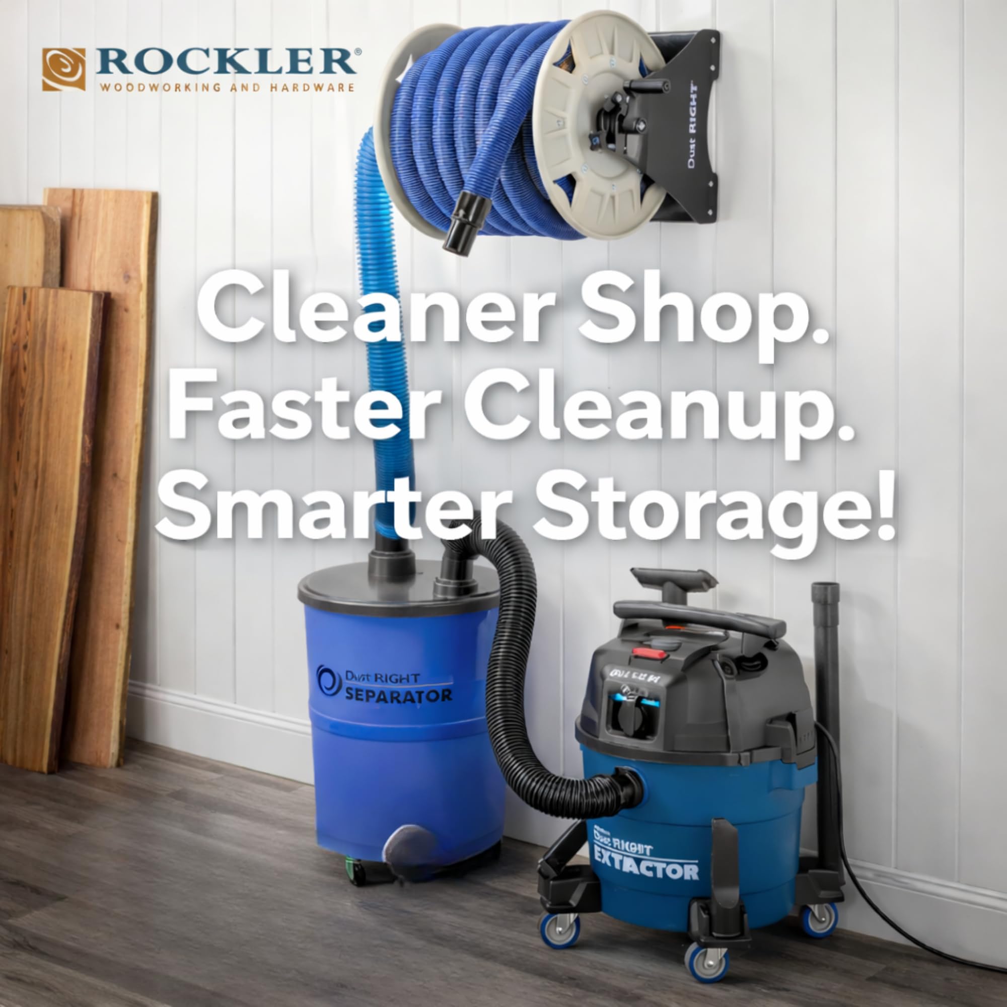 Rockler Wall Mount Vacuum Hose Reel Holds 40 ft 1-12 Inch Hose | Vacuum Hose Reel Organized Hose Storage Wall Mount Reel Holds 40 ft Hose Space-Saving Design product thumbnail 6