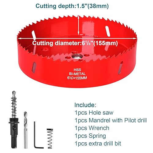 Miniatura 2 de Sierra de agujero de 6-18 pulgadas  6.102 in para madera, tablero de plástico, techo, paneles de yeso y hoja de metal, cortador de agujeros