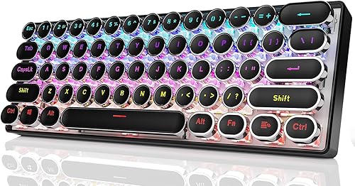 EWEADN - Teclado de máquina de escribir G61, teclado mecánico inalámbrico, 60% mini máquina de escribir con retroiluminación arcoíris,