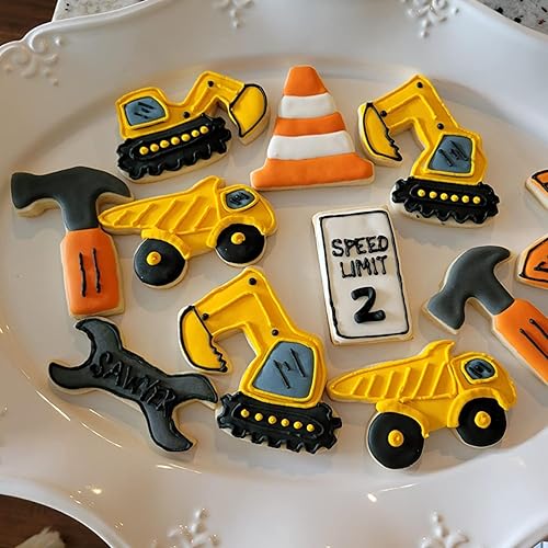 Miniatura 3 de Juego de 5 cortadores de galletas para vehículos de construcción, para camión, basurero, tractor, coche y excavadora, moldes para fiestas infantiles