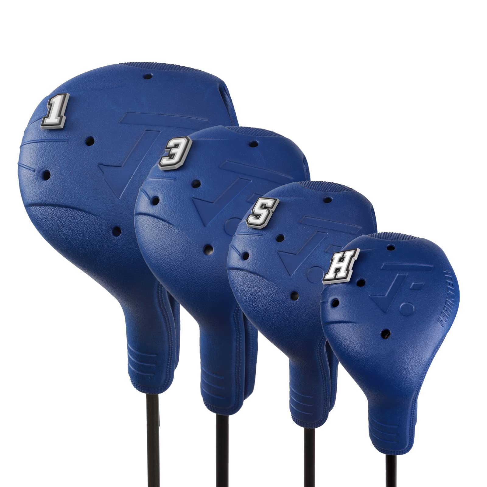 - Snap-On Golf Club Covers for Right-Handed Golf Clubs, Easy On Off in 1 Second, Fits 460cc Drivers, Washable EVA Plastic with Shaft Lock, DIY Pins for Customization