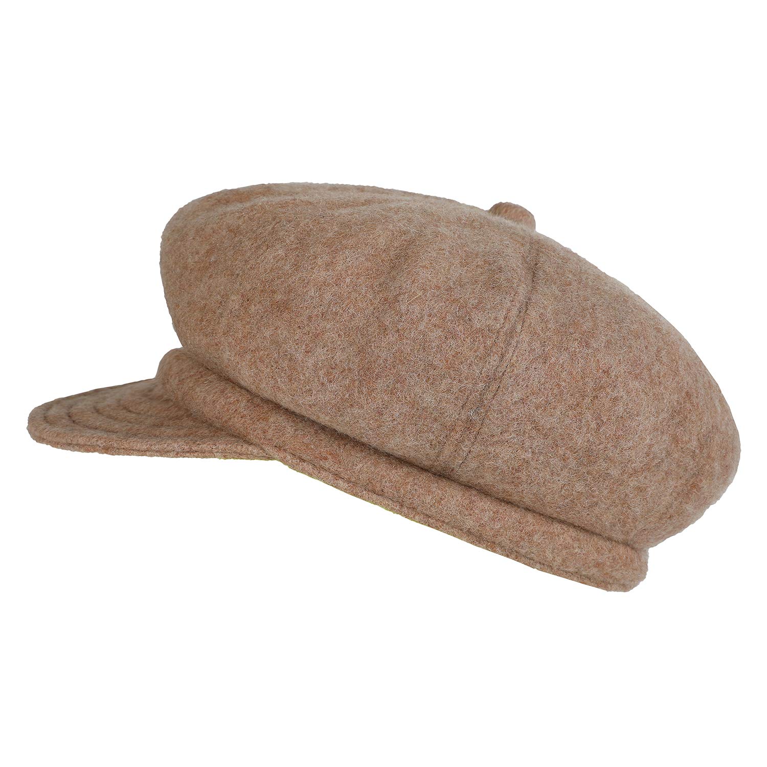 Jasmin DANTIYA Women's Lama-Wool Visor Beret Newsboy Hat Cap Cabbie Winter Cozy Hat (Khaki)