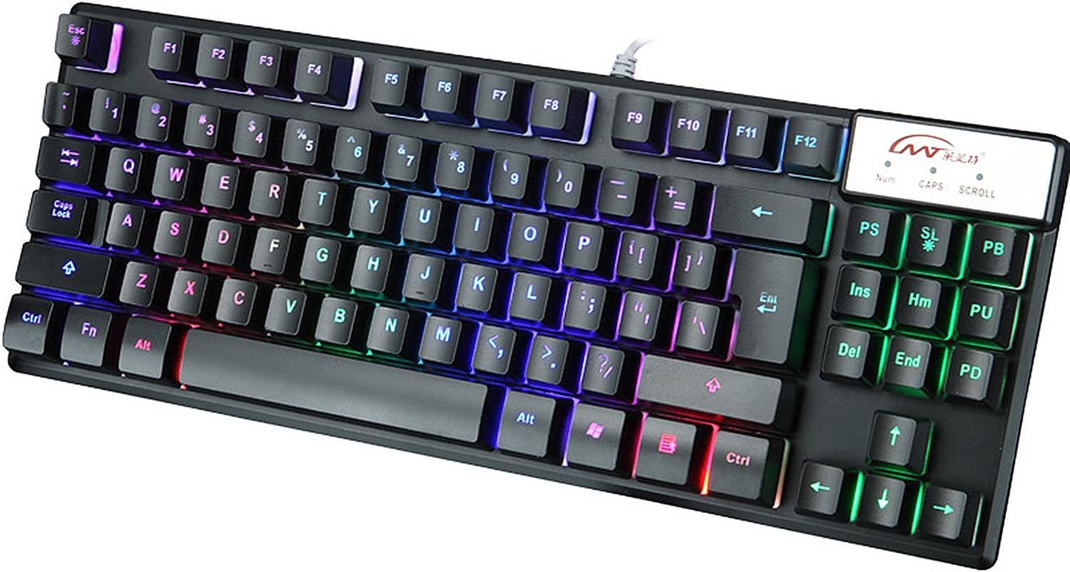 QUY Keyboard 87 Buttons Suspension Backlit Chroma Dimmable RGB LED Mechanical Gaming No Conflict(Color Black)