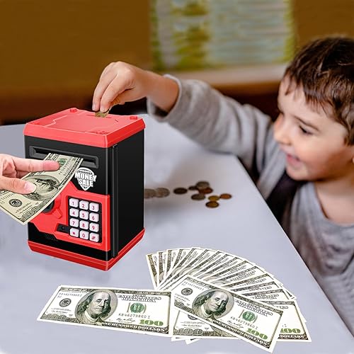 Miniatura 9 de Zonkin Alcancía de caricatura Caja de seguridad electrónica con contraseña tipo cajero automático Para monedas enrolla los billetes de forma
