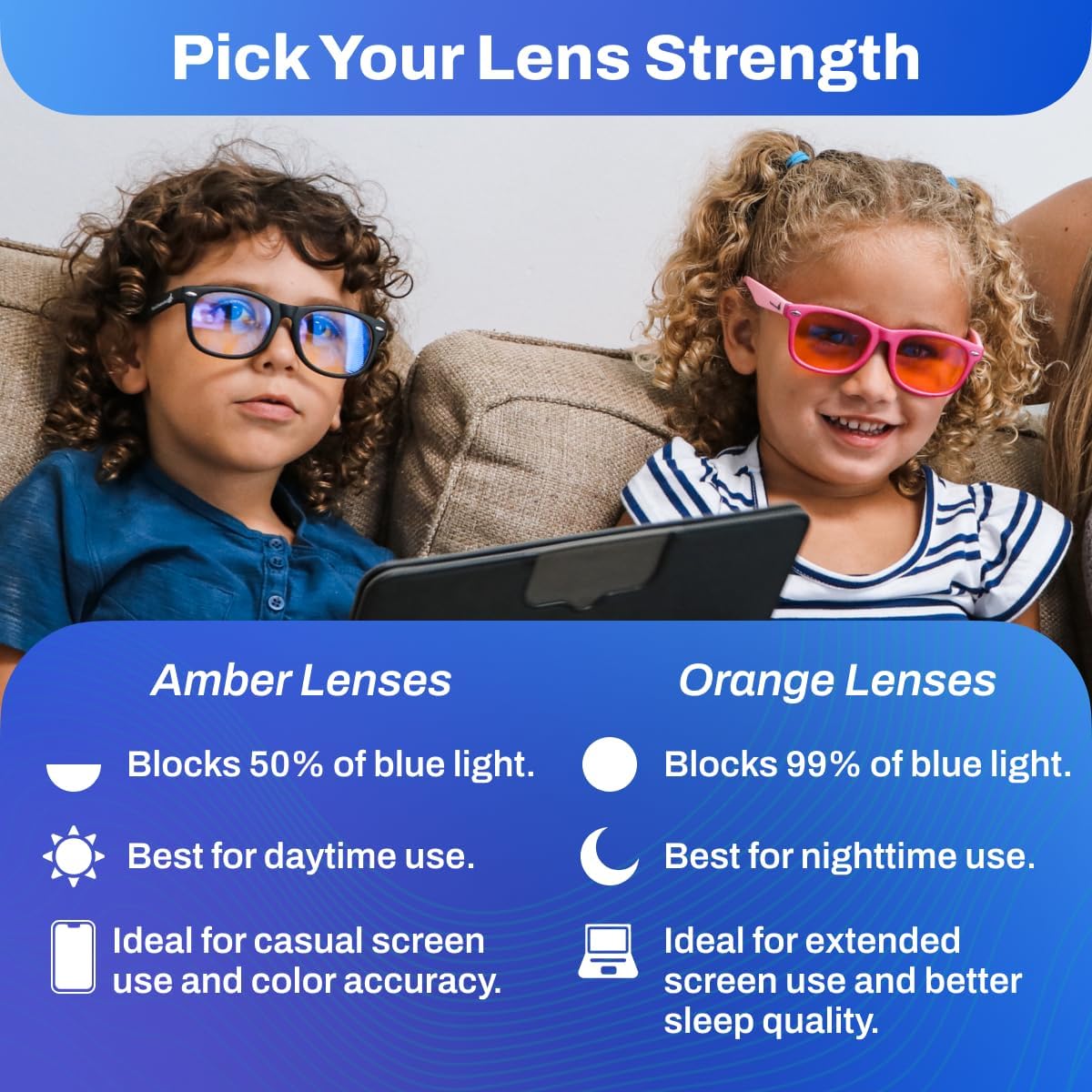 DefenderShield Blue Light Blocking Glasses Kid Series for Computer, Mobile, Gaming, Sleep-Purple - Anti Eye Strain, Headache