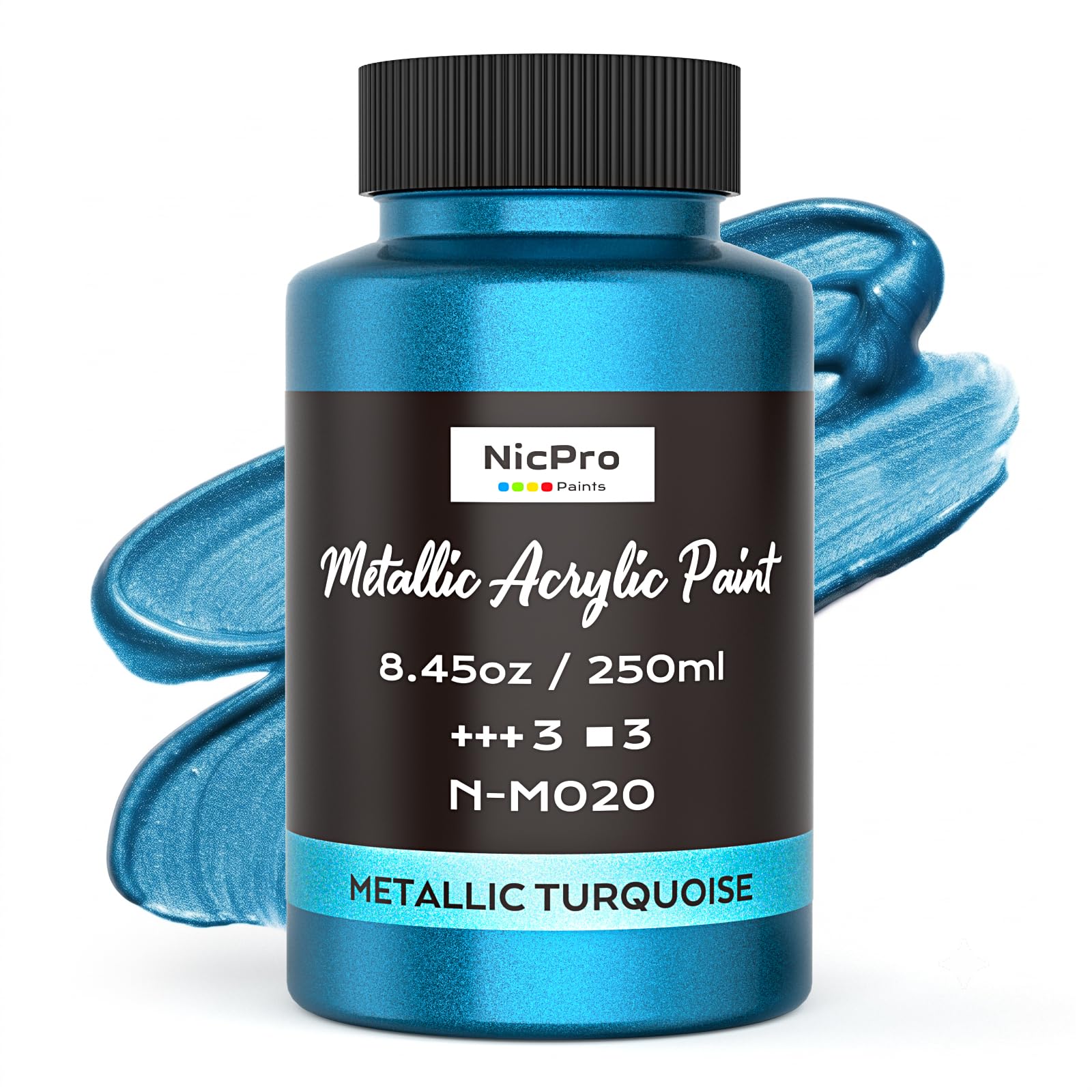Nicpro Metallic Turquoise Acrylic Paint, 8.45oz/250ml Blue Craft Paint