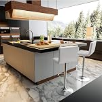 Homall Bar Stools Modern PU Leather Adjustable Swivel Barstools, Armless Hydraulic Kitchen Counter Bar Stool Extra Height Square Island Barstool with Back Set of 2 (Leather, White)