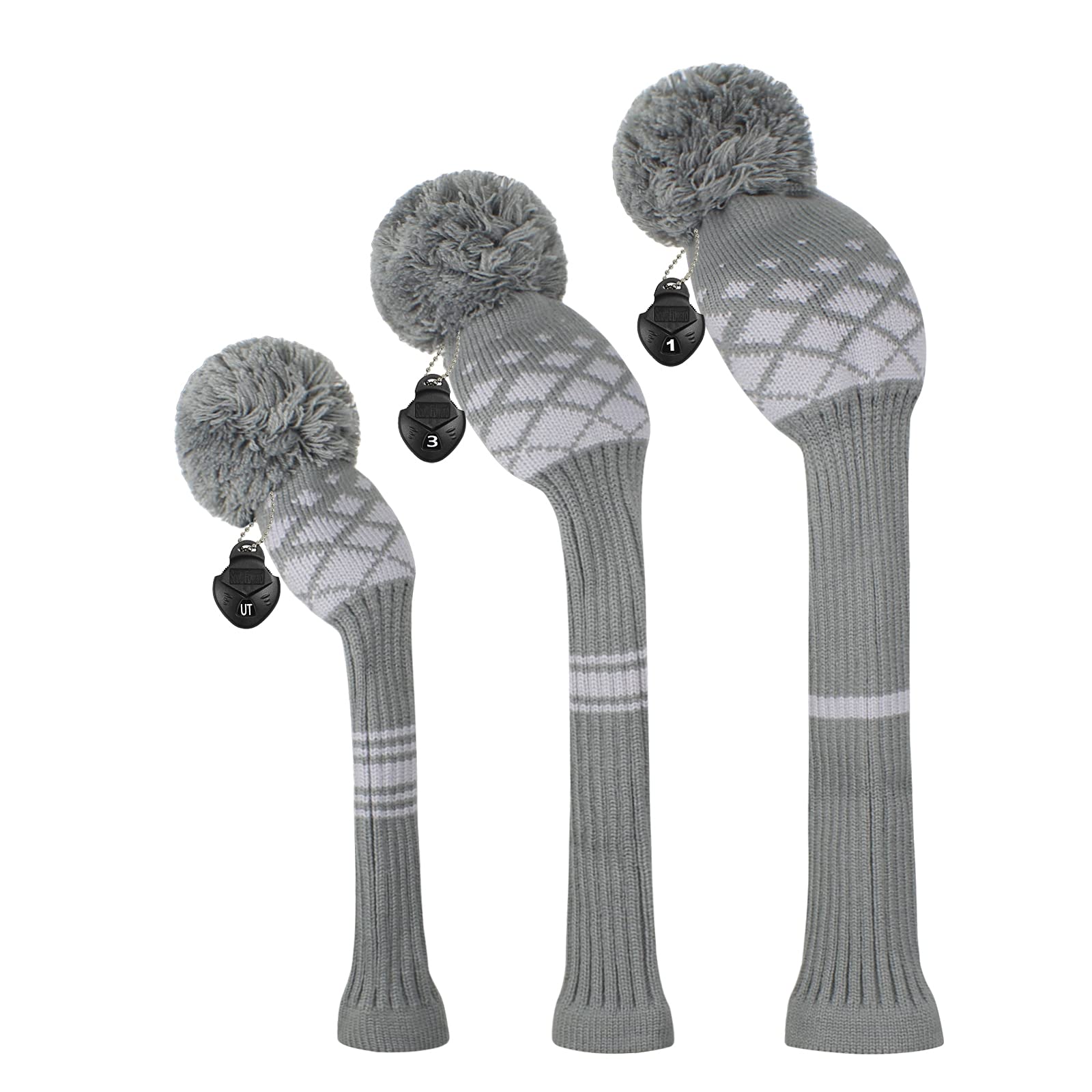 Golf SchläGerkopfhüLlen 3 Stück/Set Golfclubs Head Cover gestrickt Hybrid Ut. Fahrerinhaberholz 1 3 5 Holzstricken GolfschläGer Hauben(9)