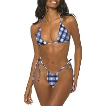 Thong Bikini Sets for Women - Brazilian Bikinis Sexy 2 Piece Women's Swimsuit Triangle Top Halter Cheeky String Bathing Suits