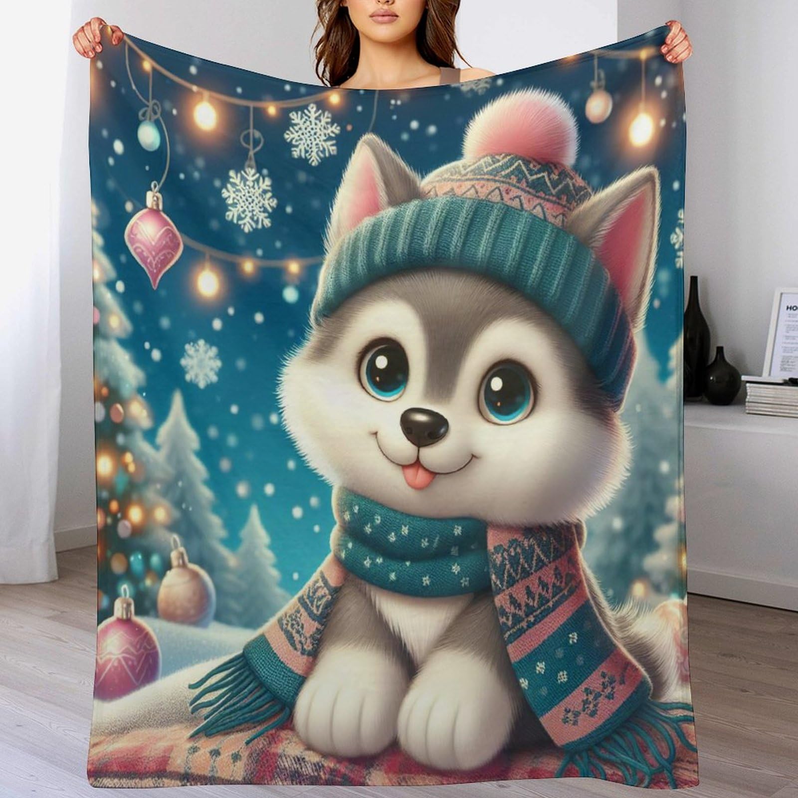 Couverture en flannel douce et polaire chien au fini soyeux