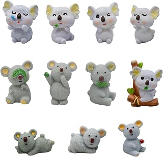 11Pcs Cute Mini Koala Bear Figurines Mini Resin Koala Cake Toppers Figures for DIY Dollhouse Fairy Garden Micro Landscape Bonsai Craft Birthday Decors