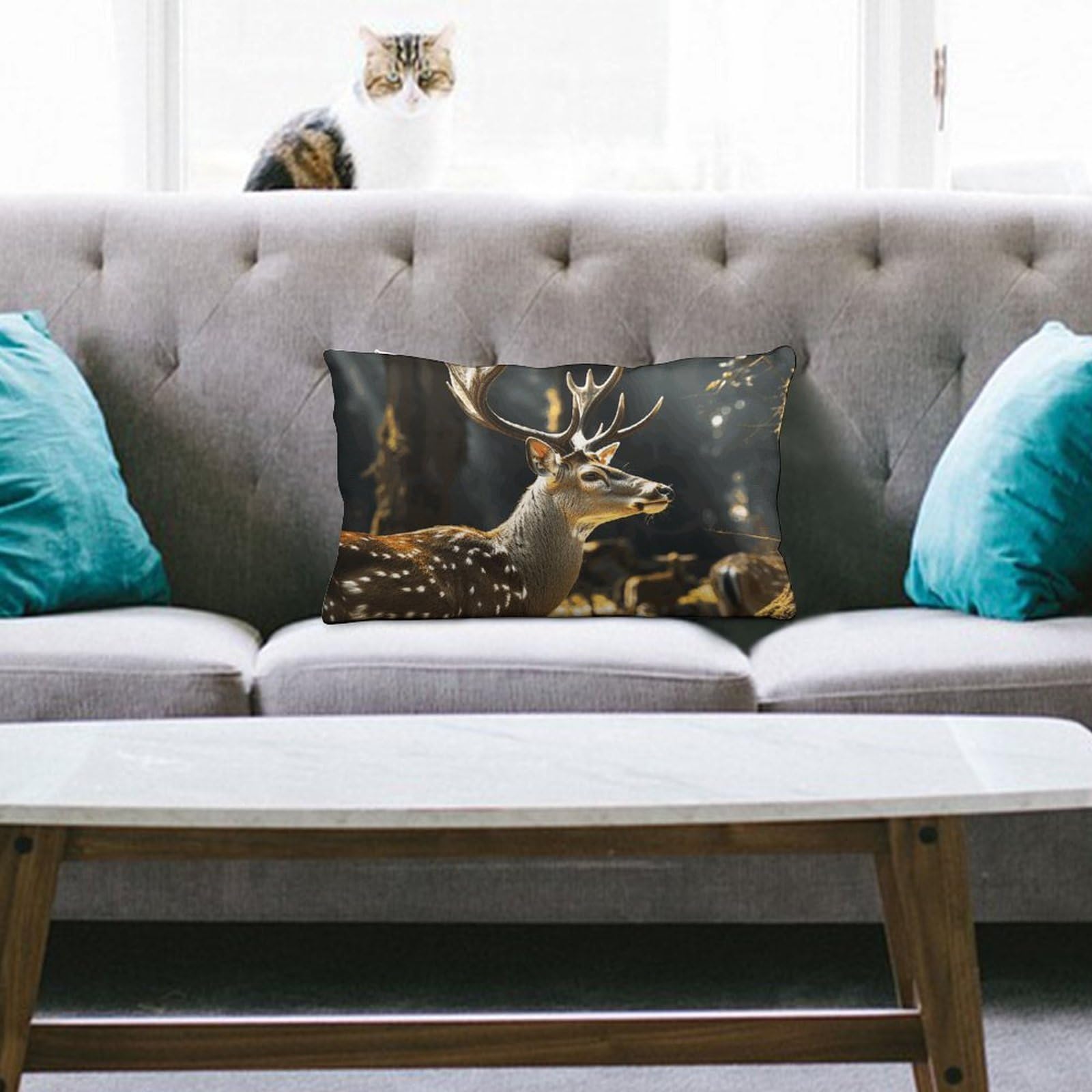 NTVOWPZO Decoration Throw Pillow Covers 8"x12" Pillowcases Covers Deer in Wild Soft Pillowcases Modern Farmhouse Home Decor Sofa Cushions Covers for Couch Bed Living Room