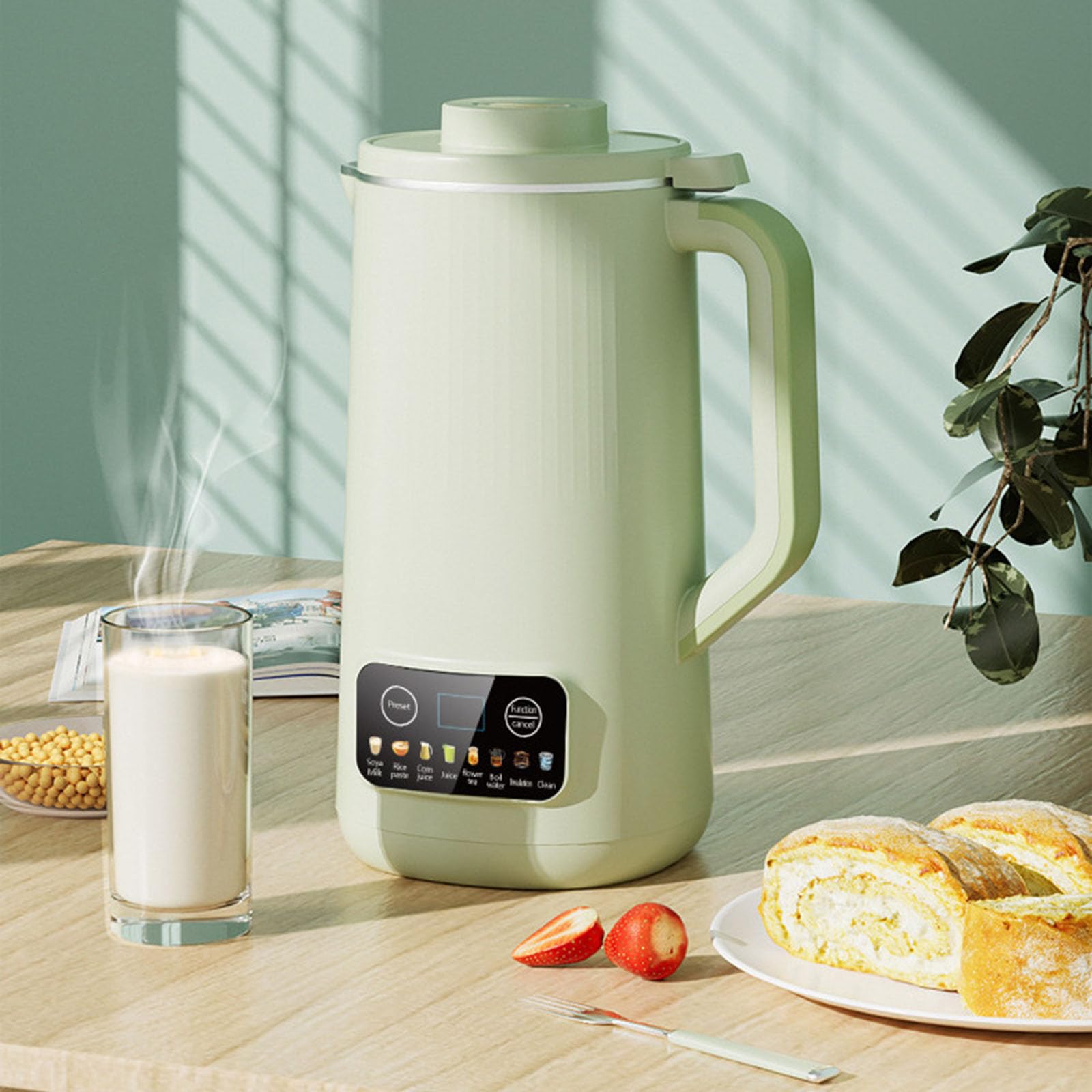 Multifunktionaler Nussmilchbereiter, Nussmilchbereiter, 590 ml, automatischer Soja-Milchbereiter – Machen Sie Nusshafer, Reis, Müsli, Congee-Saft einfach mit Warmhaltefunktion, selbstreinigend, freie