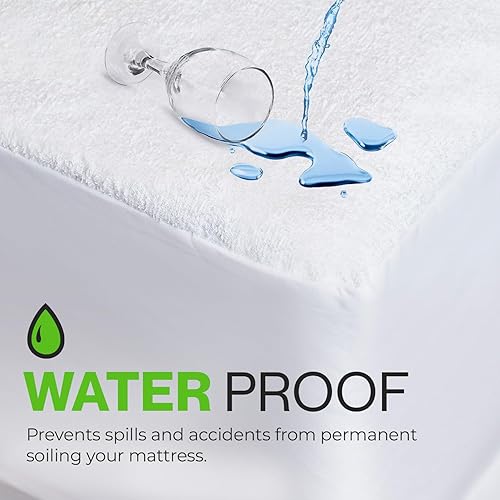 Miniatura 2 de Guardmax Funda de colchón de algodón de rizo con cremallera, tamaño King, 100% impermeable y protector de colchón a prueba de chinches, funda de