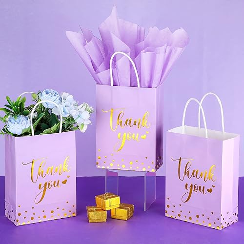 Miniatura 3 de Tinlade 30 bolsas de regalo de agradecimiento con papel de seda dorado con asa para graduación, negocios, compras, boda, ducha, regalos de fiesta