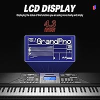 Vista 5 de Donner Piano de teclado teclado de piano de 61 teclas sensible a la fuerza y sonido superior teclado electrónico con soporte de música adaptador