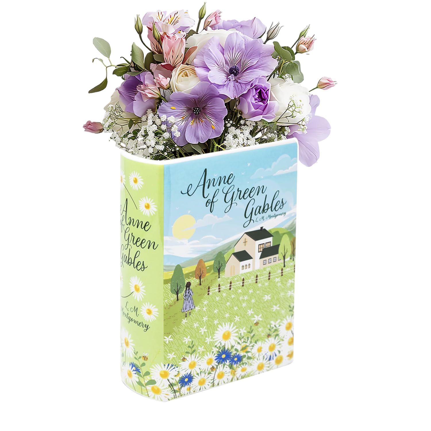 Jarrón decorativo en forma de libro, jarrones de cerámica para flores, jarrón único en forma de libro para decoración de mesa, decoración de estantería, decoración del hogar o regalos de libros